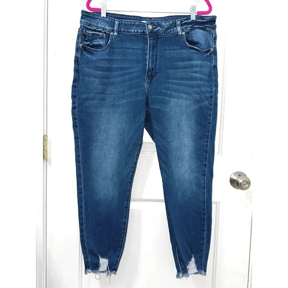 KanCan Maurices High Rise Dark Ripped Hem Skinny Jeans, size 20 women’s - Picture 2 of 5
